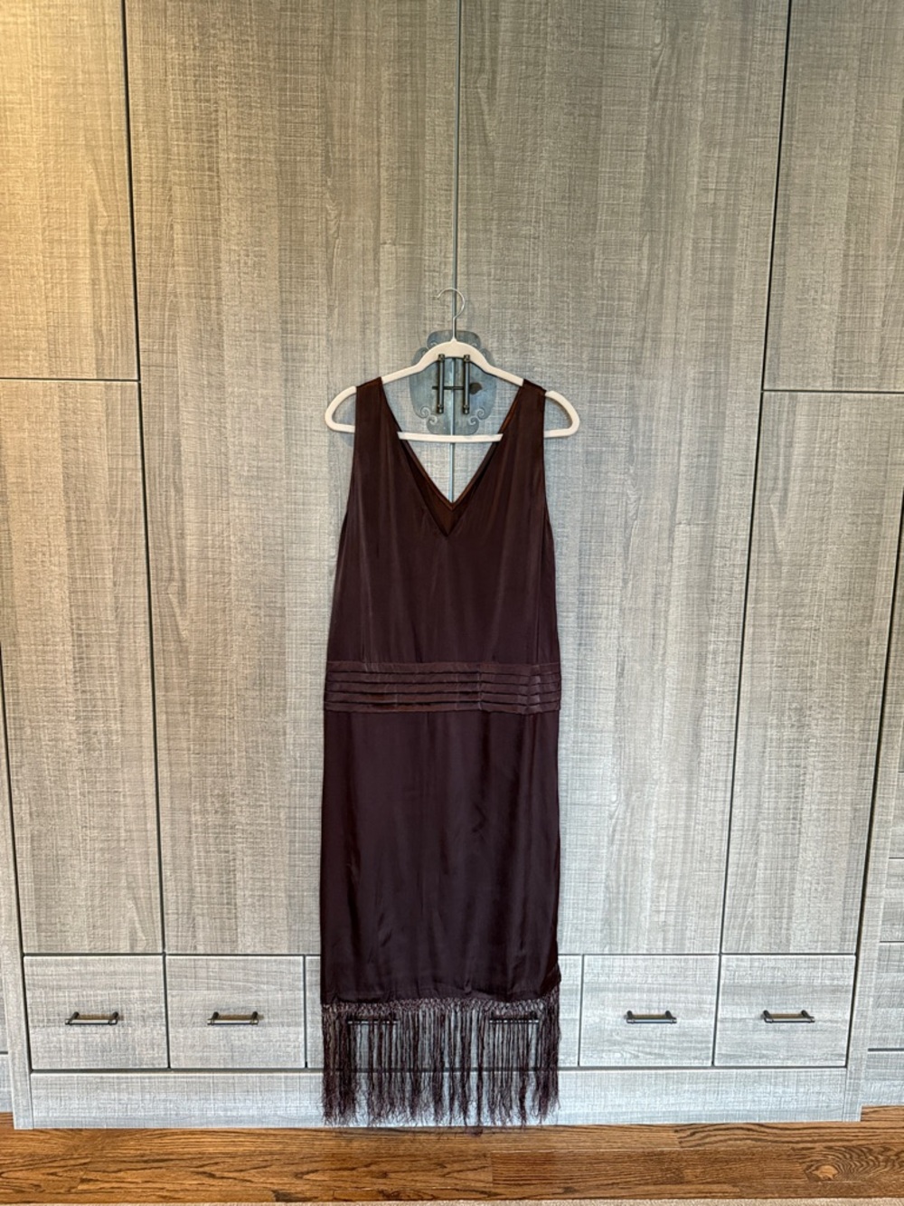 Zara Silky Floral Embroidered Fringe Hem Dress